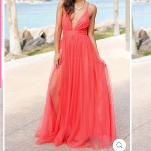 Hot Miami Styles Tulle Maxi Dress with Criss Cross Back NWT